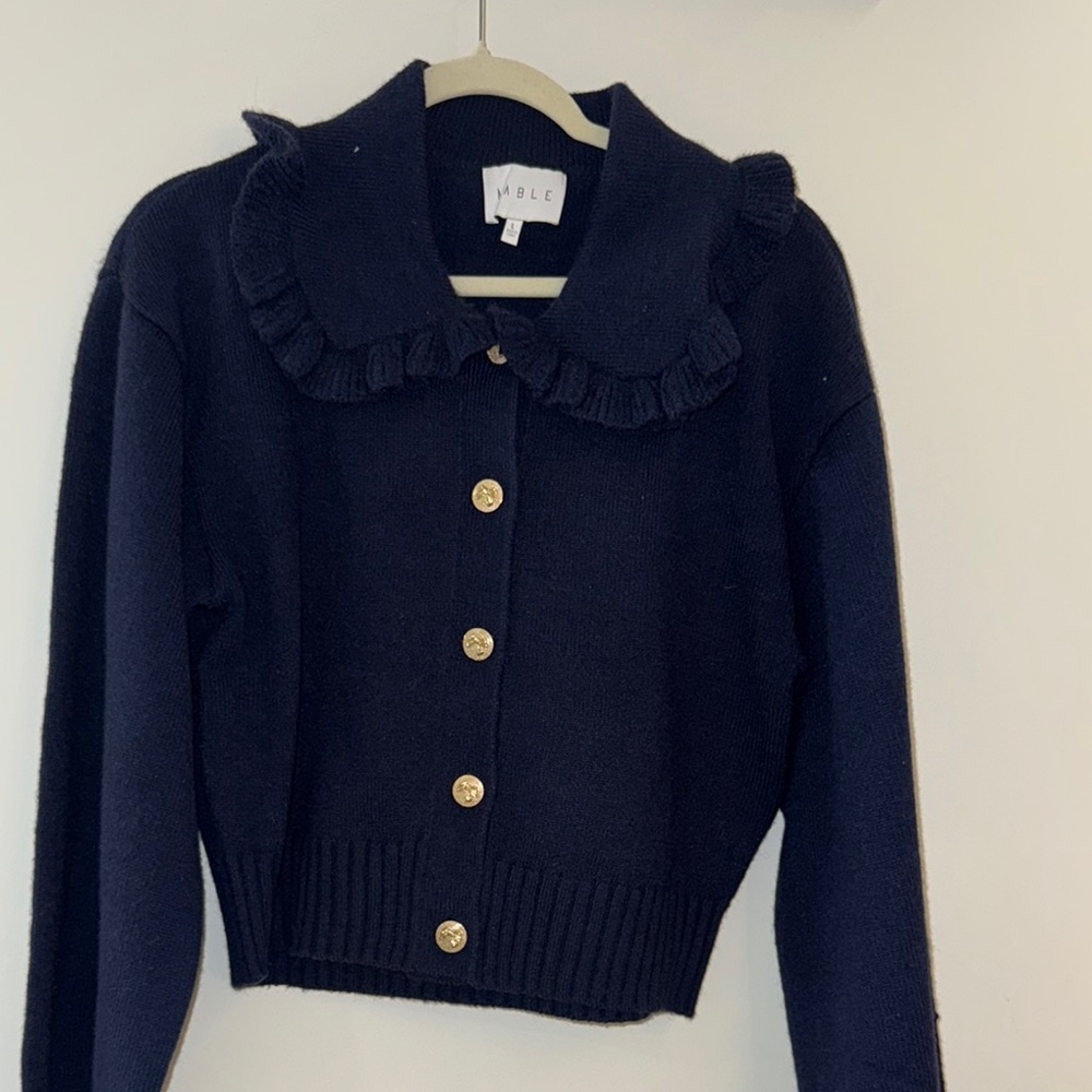 Navy Gold Buttoned Sweater